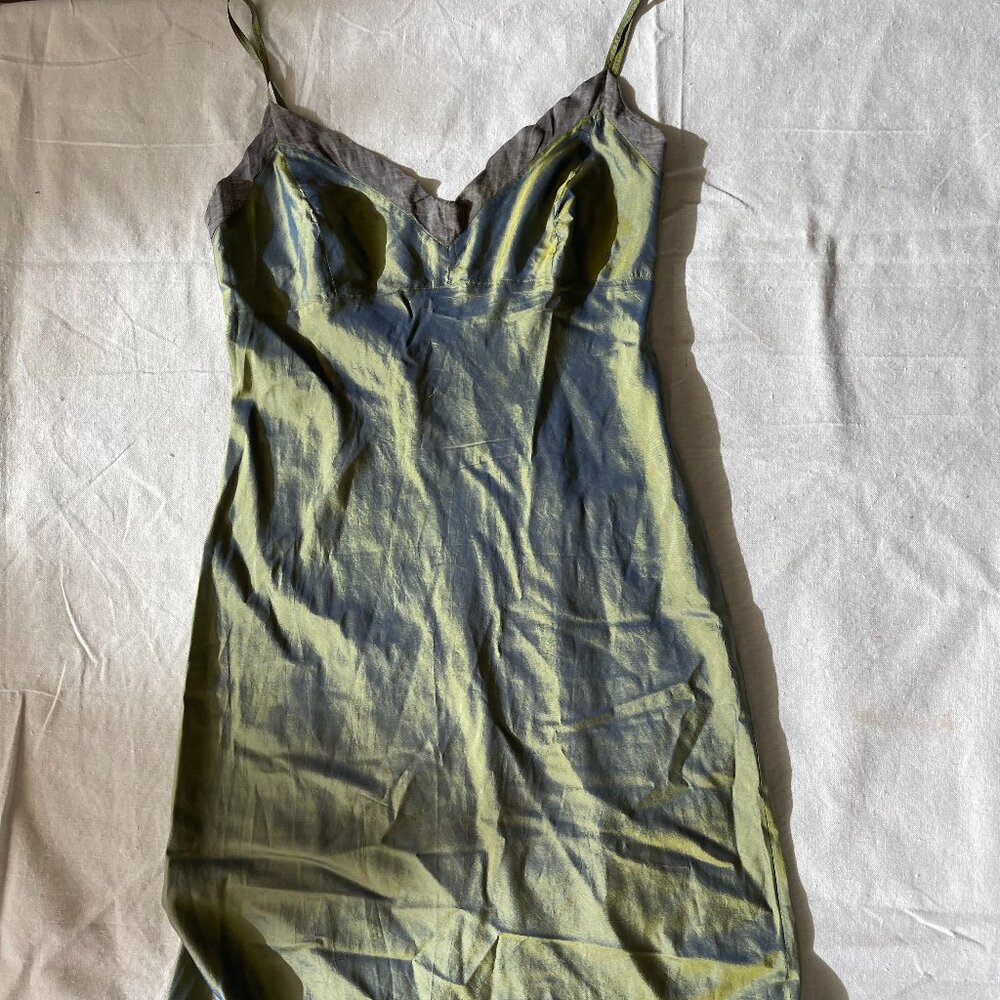 Dosa Dress -  Green Iridescent V neck Camisole Top Dress